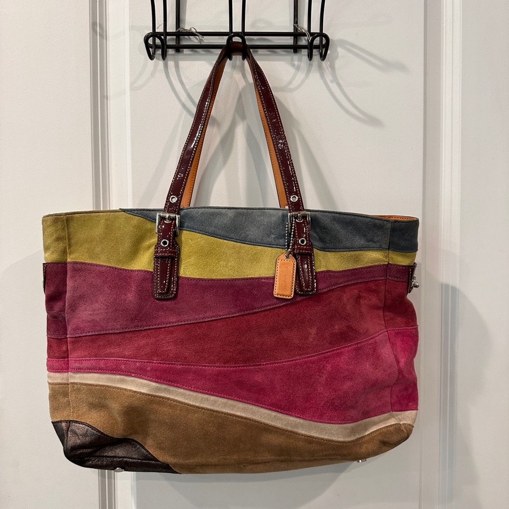 Coach Multicolor Suede Patchwork Tote/Purse